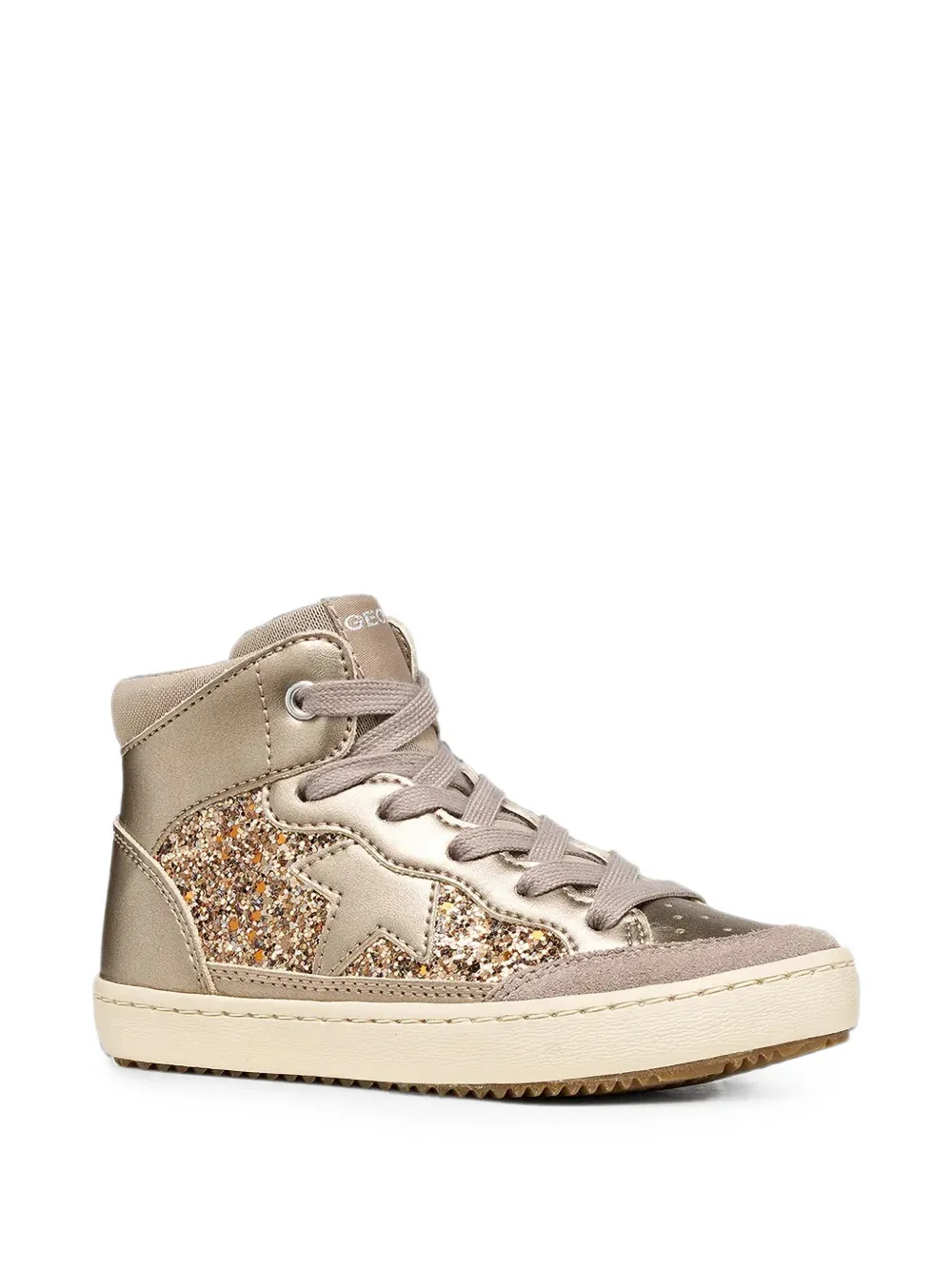 Geox Kids glitter-panelled star-patch sneakers - Oro