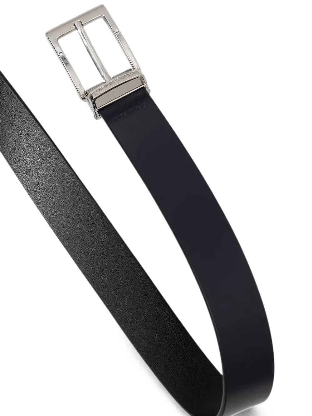 Emporio Armani Leren riem met rechthoekige metalen gesp Zwart