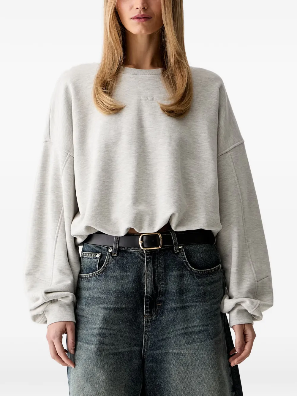 Gestuz logo-embroidered dropped-shoulder sweatshirt - Grau