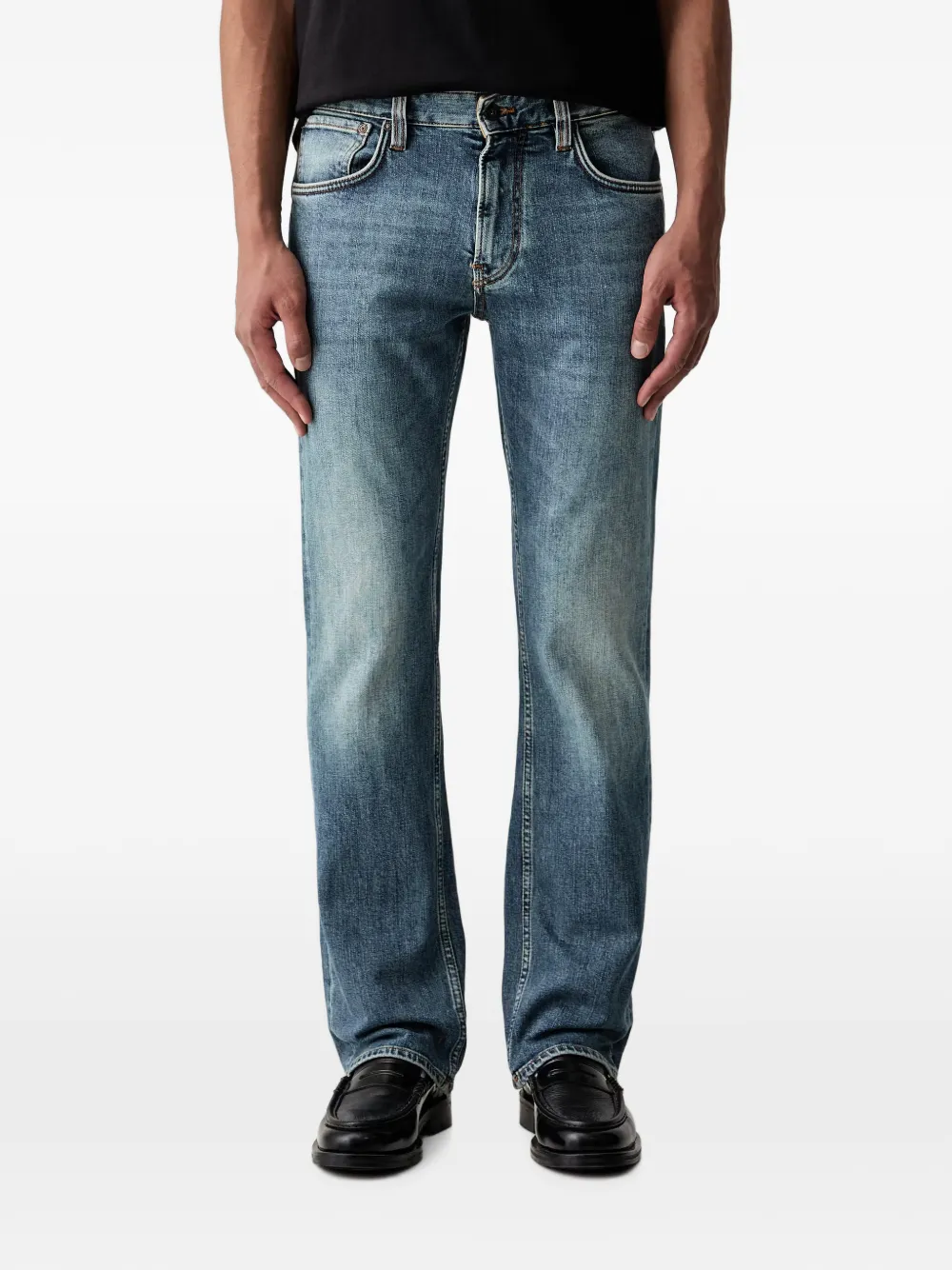 Emporio Armani logo-appliqué straight jeans - Blu