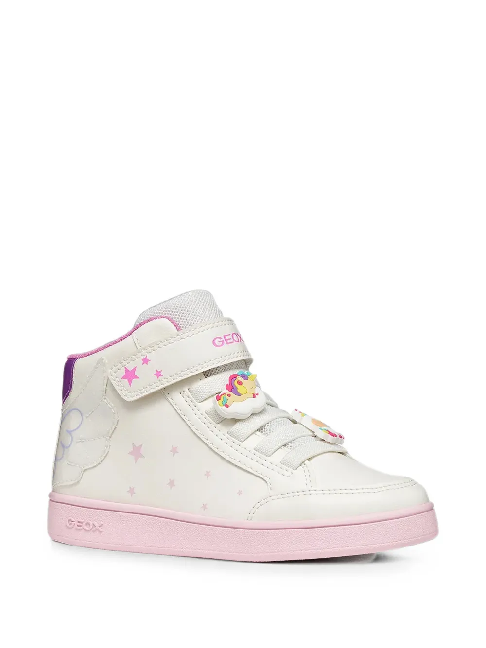 Geox Kids star-print wing-detail sneakers - Bianco