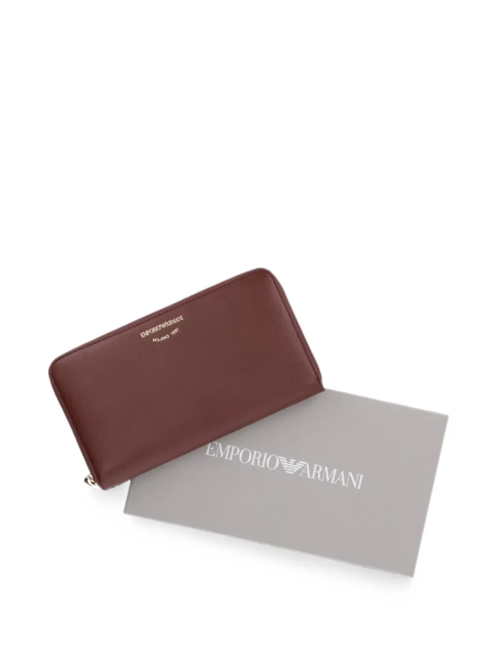 Emporio Armani Portemonnee van bewerkt leer met ritssluiting Rood