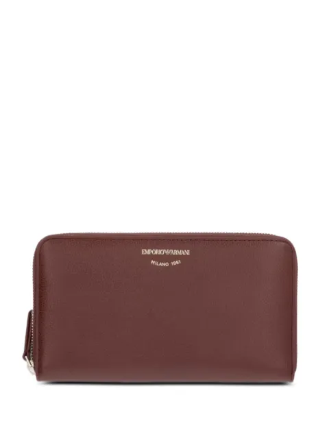 Emporio Armani cartera de piel granulado con cremallera