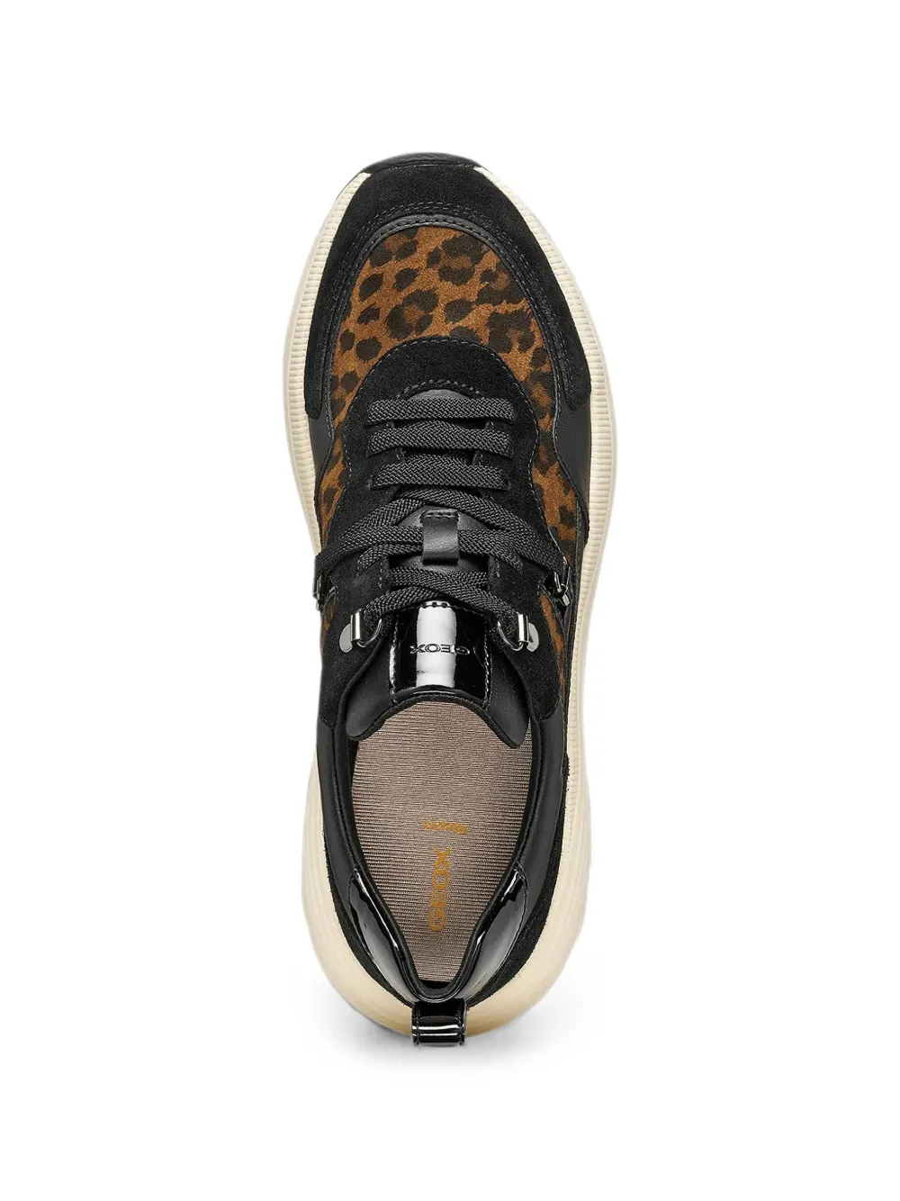 Geox Diamanta sneakers met luipaardprint en vlakken Zwart