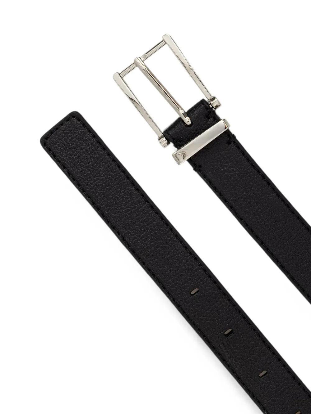 Emporio Armani Leren riem met rechthoekige gesp en textuur Zwart