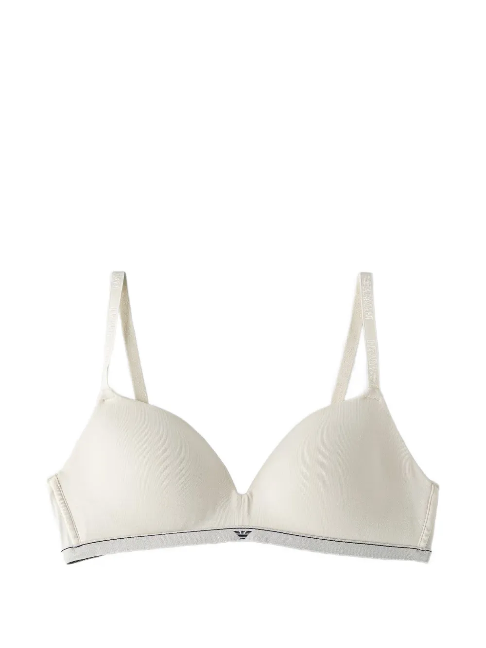 Emporio Armani padded triangle bra in cotton jersey with logo band - Toni neutri