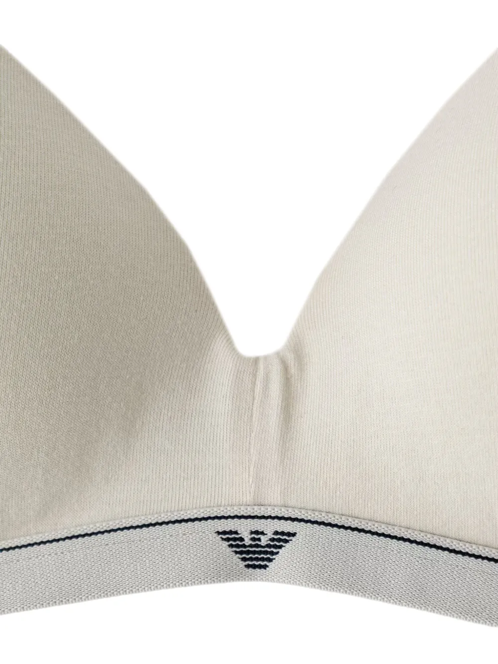 Emporio Armani Gewatteerde triangel bh van katoenen jersey met logoband Beige