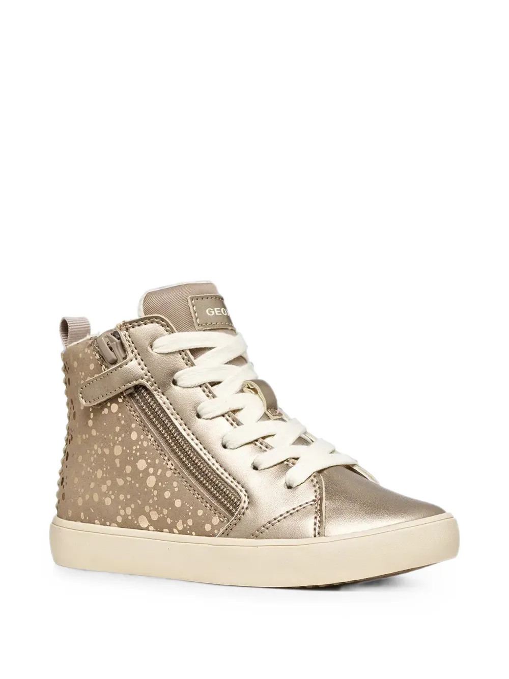 Geox Kids Miroless metallic sneakers met stippen Goud