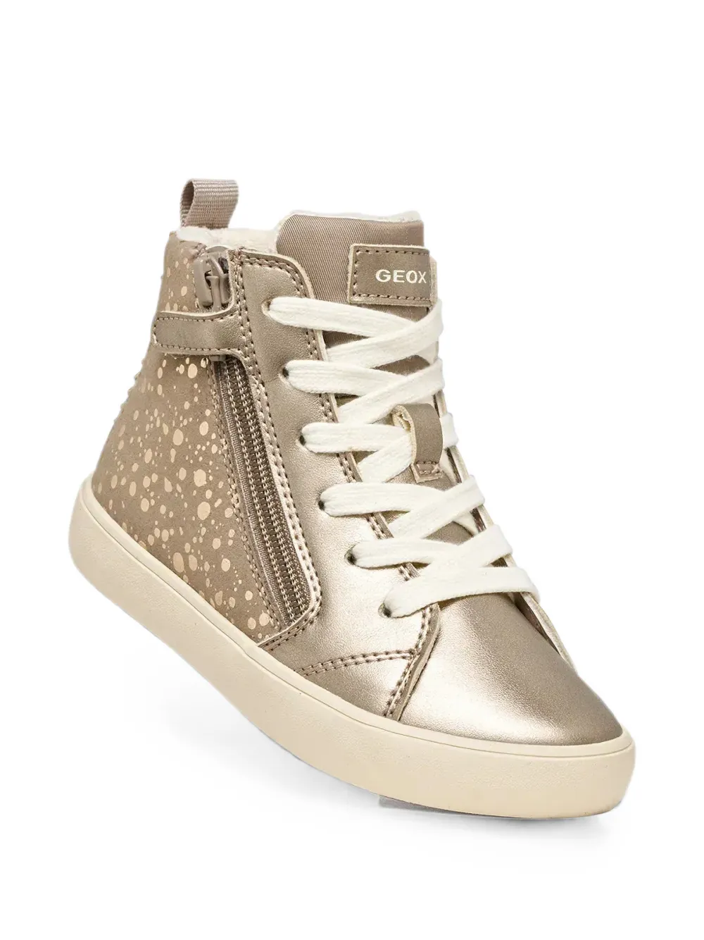 Geox Kids Miroless metallic sneakers met stippen Goud