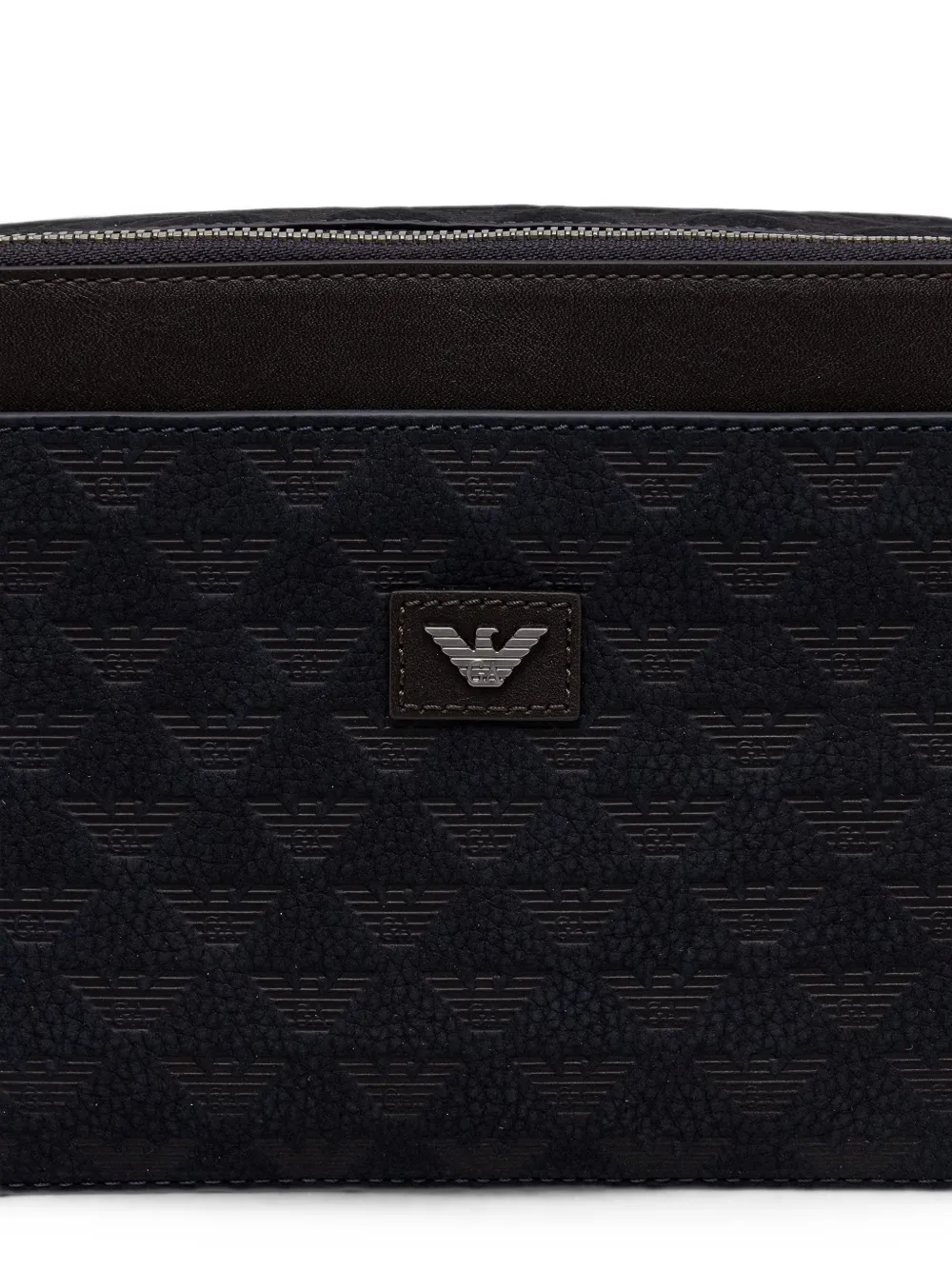 Emporio Armani Leren crossbodytas met textuur en ritssluiting Blauw