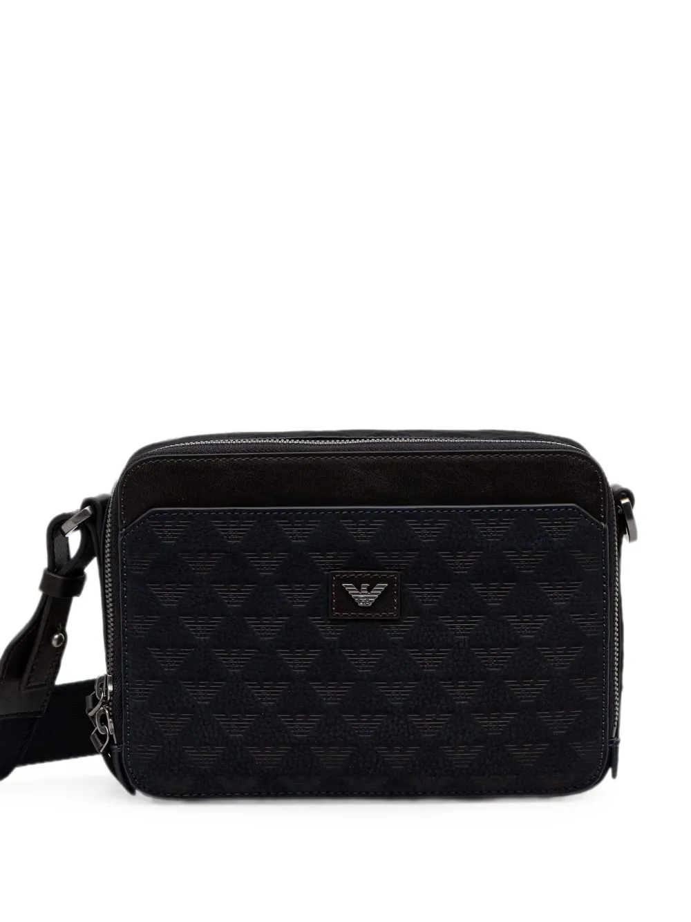 Emporio Armani cross body camera bag in textured leather with a zip closure - Blu