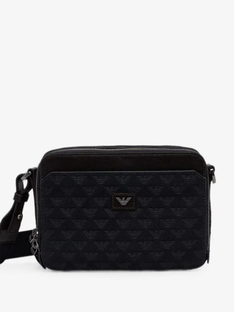 Emporio Armani cross body camera bag in textured leather with a zip closure