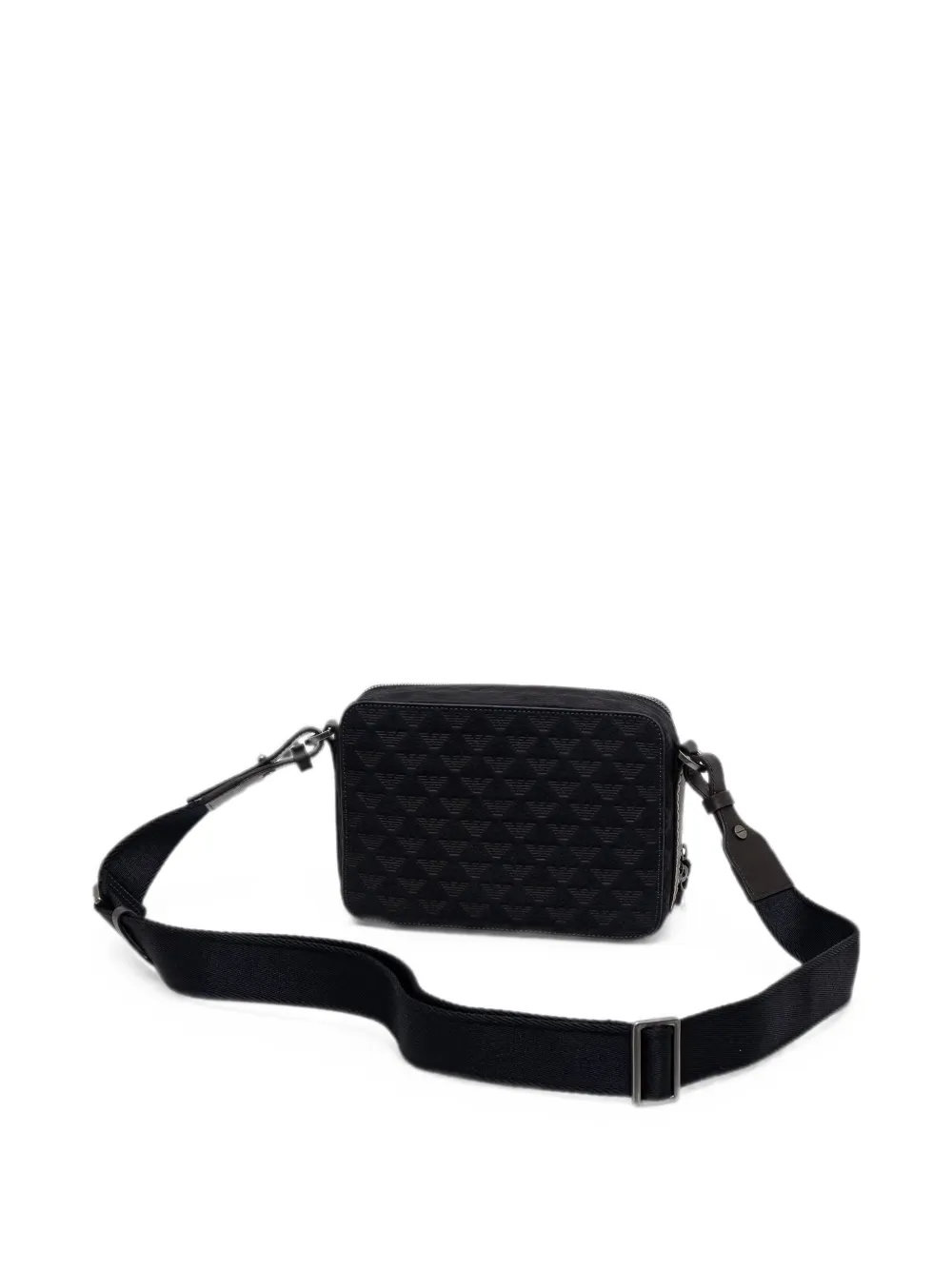 Emporio Armani Leren crossbodytas met textuur en ritssluiting Blauw