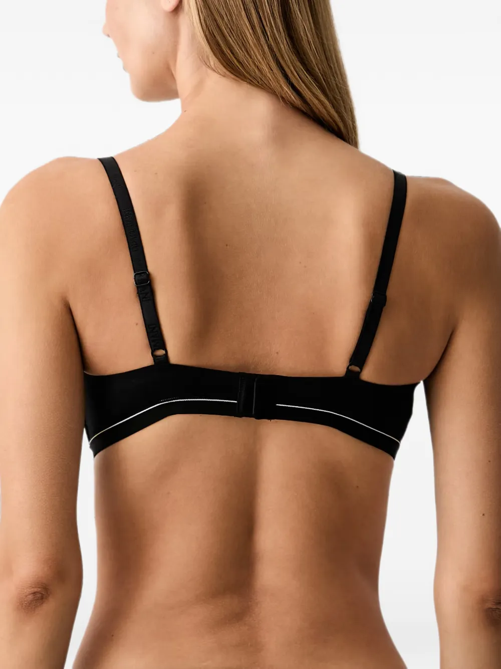 Emporio Armani Gewatteerde triangel bh van katoenen jersey met logoband Zwart