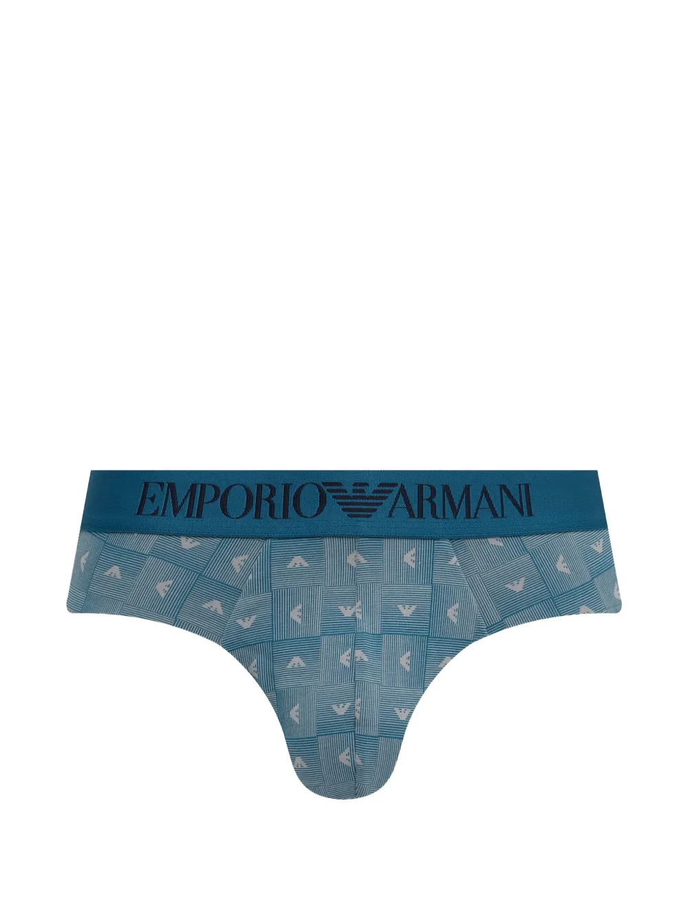 Emporio Armani Twee slips met monogram-print en logoband Blauw