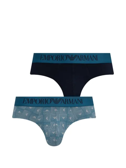 Emporio Armani logo-waistband monogram-print briefs (set of two)
