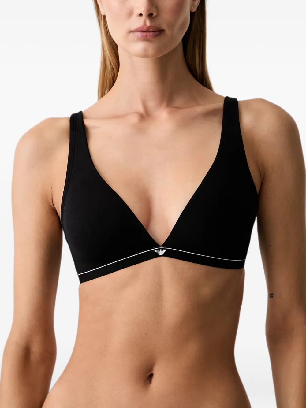 Emporio Armani logo-print triangle bras - Schwarz