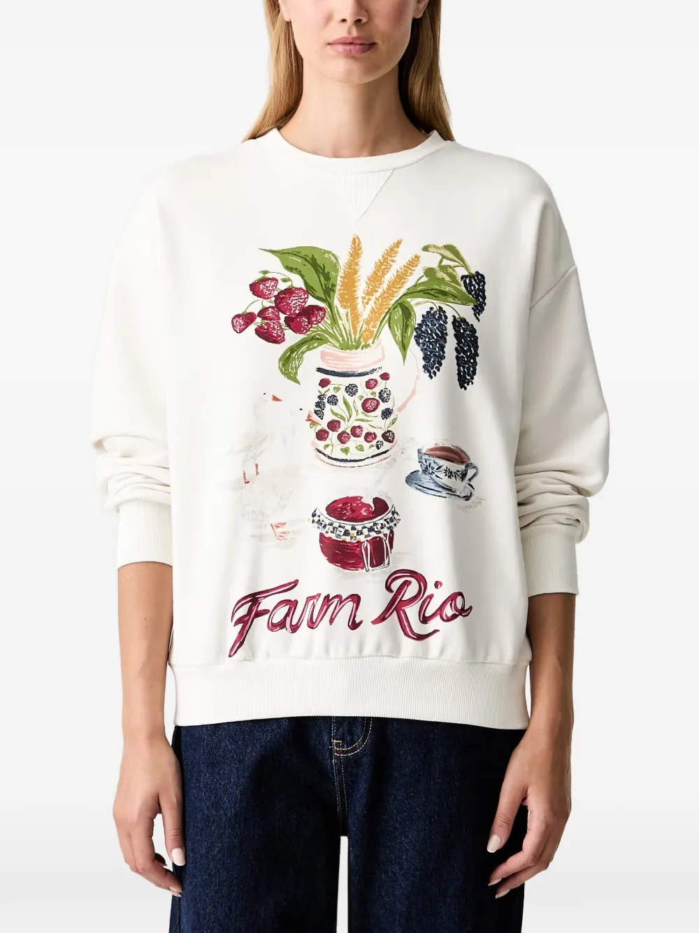 FARM Rio off-white country table sweatshirt - Weiß