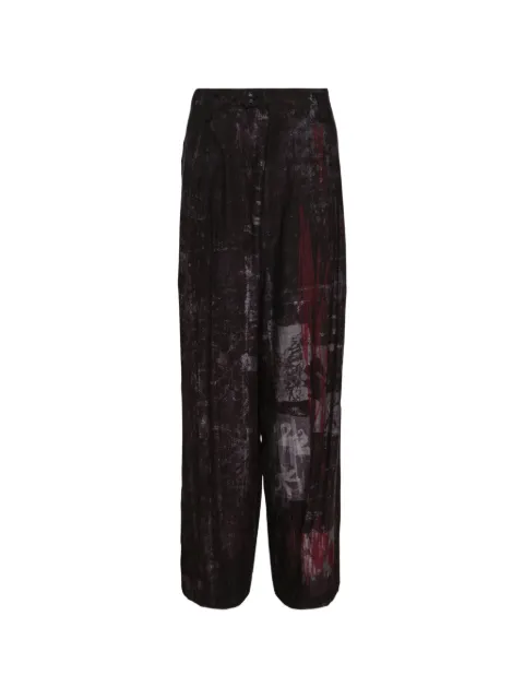 Y's graphic-print wide-leg trousers