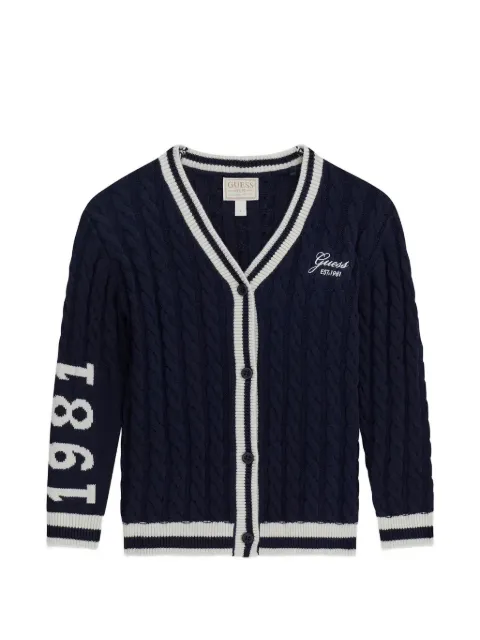 guess kids cable-knitted striped cardigan