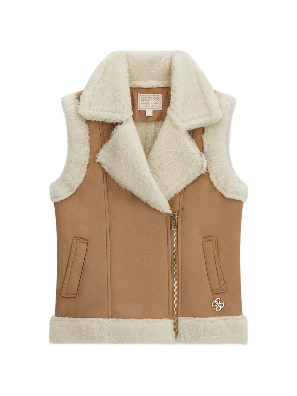 guess kids Weste aus Faux Fur mit Shearling-Besatz - Braun
