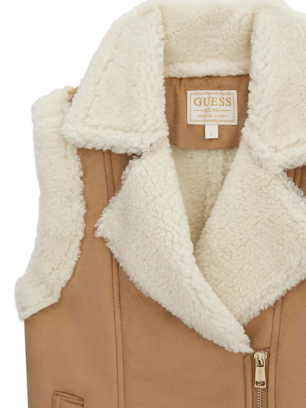 guess kids Mouwloze bodywarmer met lammy afwerking van imitatiebont Bruin