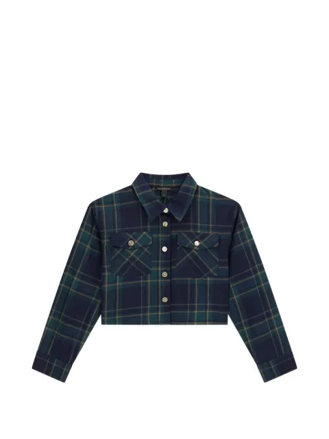 guess kids check-pattern cropped shirt