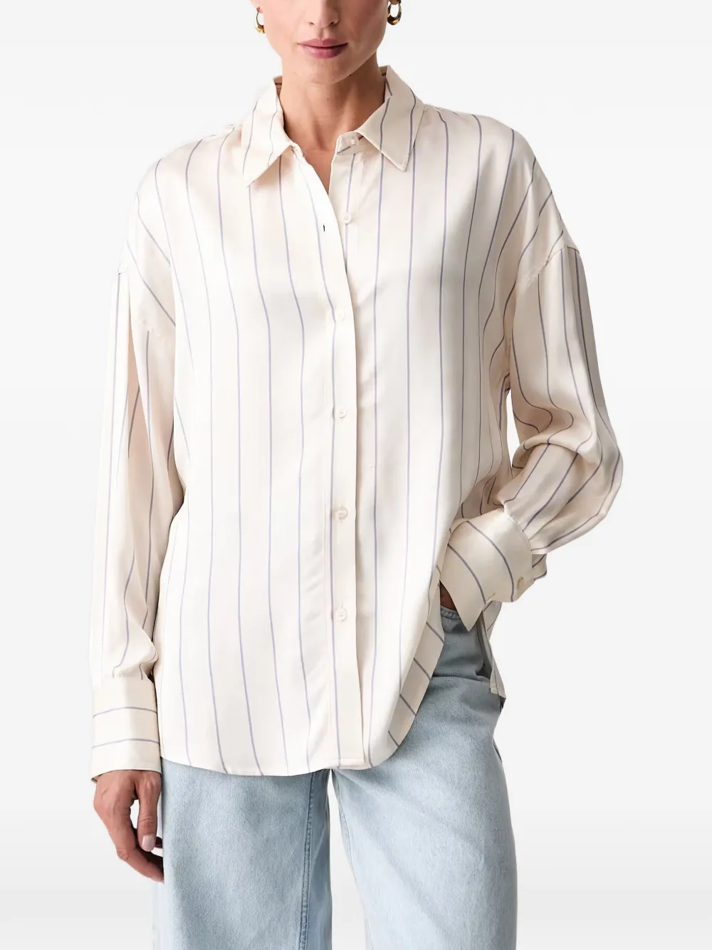 GUESS USA vertical-stripe long-sleeve shirt - Nude