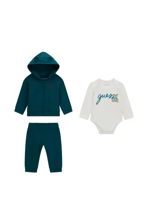 guess kids hood-detail three-piece tracksuit set