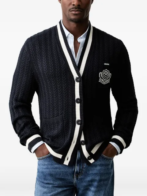 GUESS USA cable-knit logo-patch cardigan