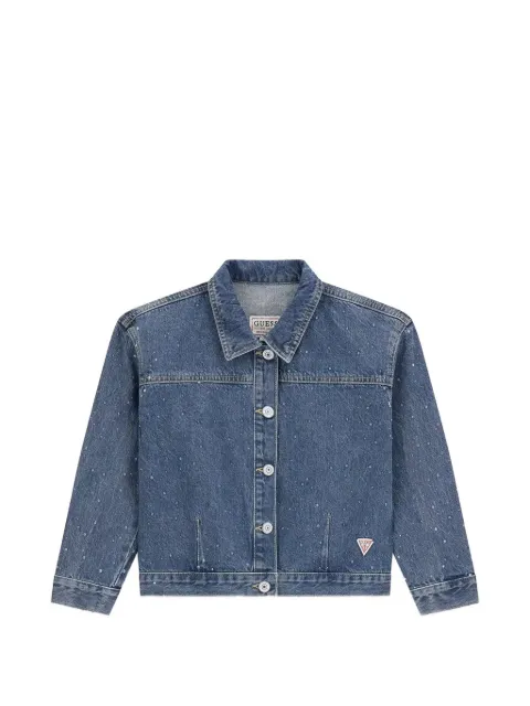 guess kids crystal-embellished denim jacket