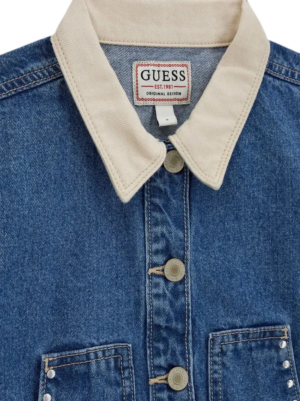 guess kids Spijkerjack verfraaid met studs Blauw