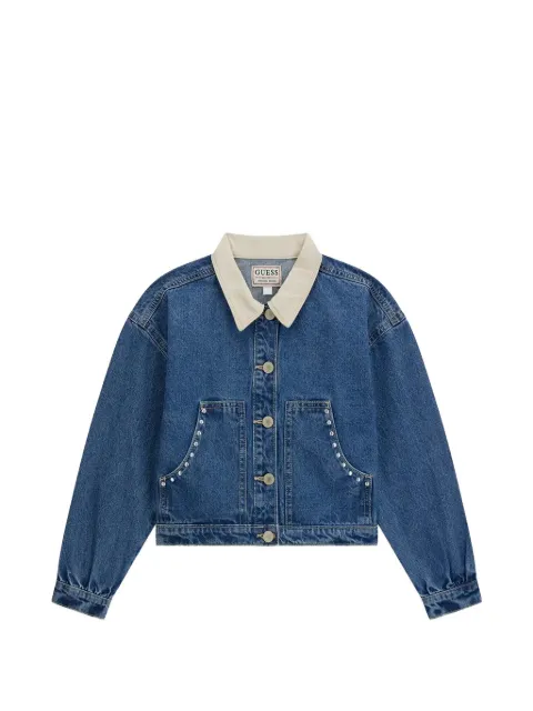 guess kids stud-embellished denim jacket
