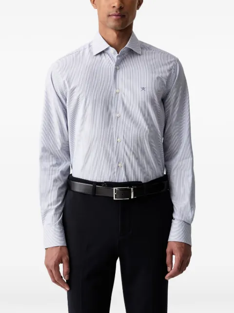 Hackett London vertical-stripe logo-embroidered shirt