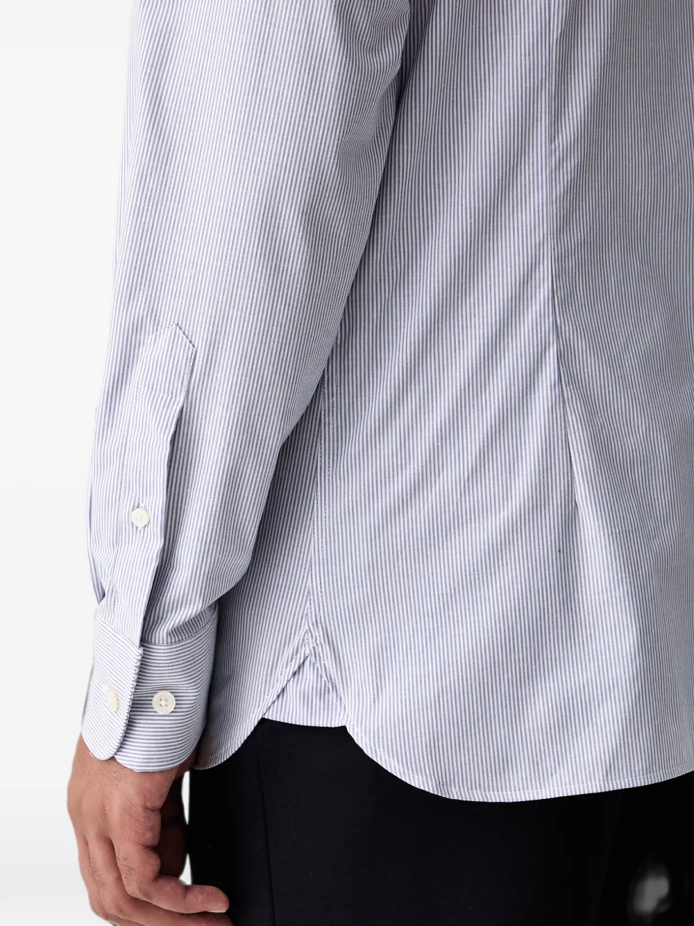 Hackett London Overhemd met geborduurd logo en verticale streep Blauw