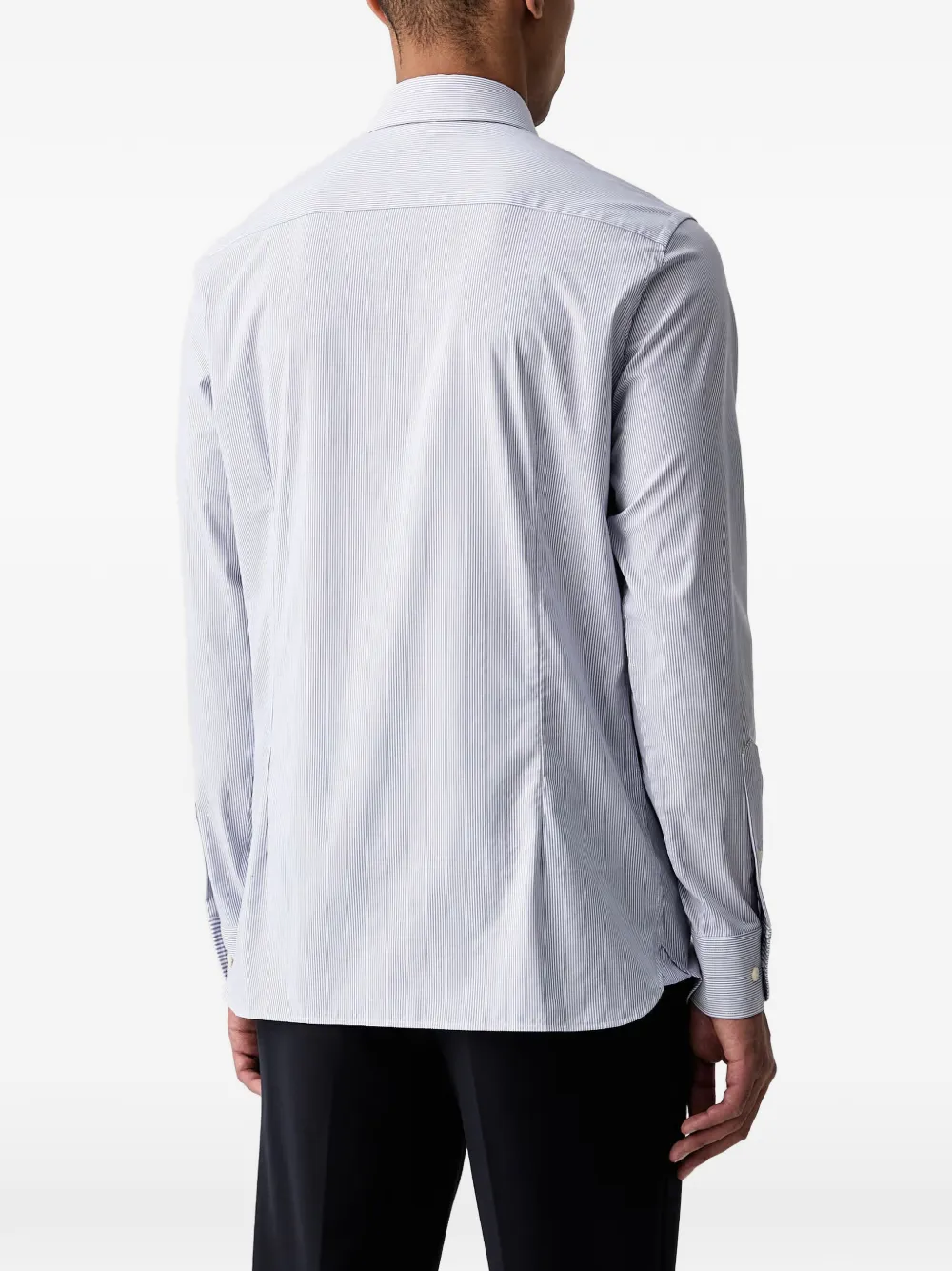 Hackett London Overhemd met geborduurd logo en verticale streep Blauw