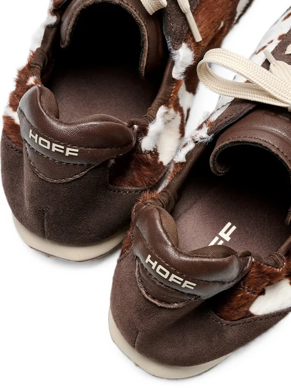 Hoff Bridge sneakers met koeienprint en kalfshaar Bruin