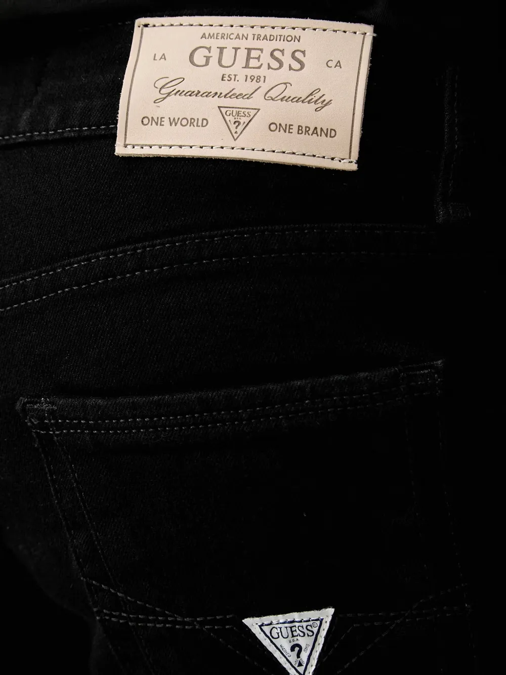 GUESS USA Skinny jeans met logopatch Zwart