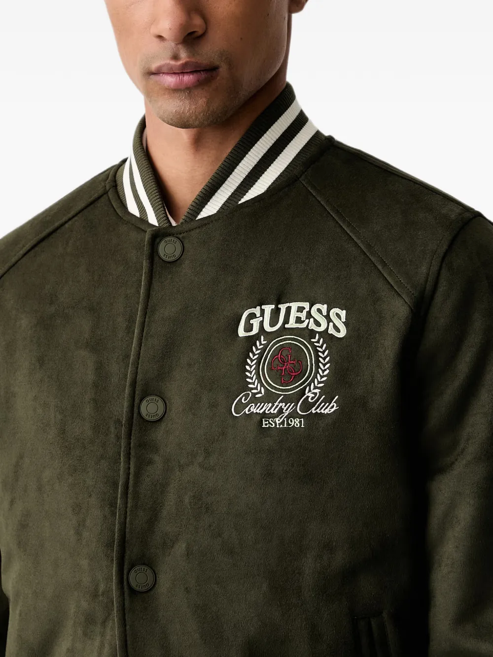 GUESS USA Bomberjack met geborduurd logo Groen