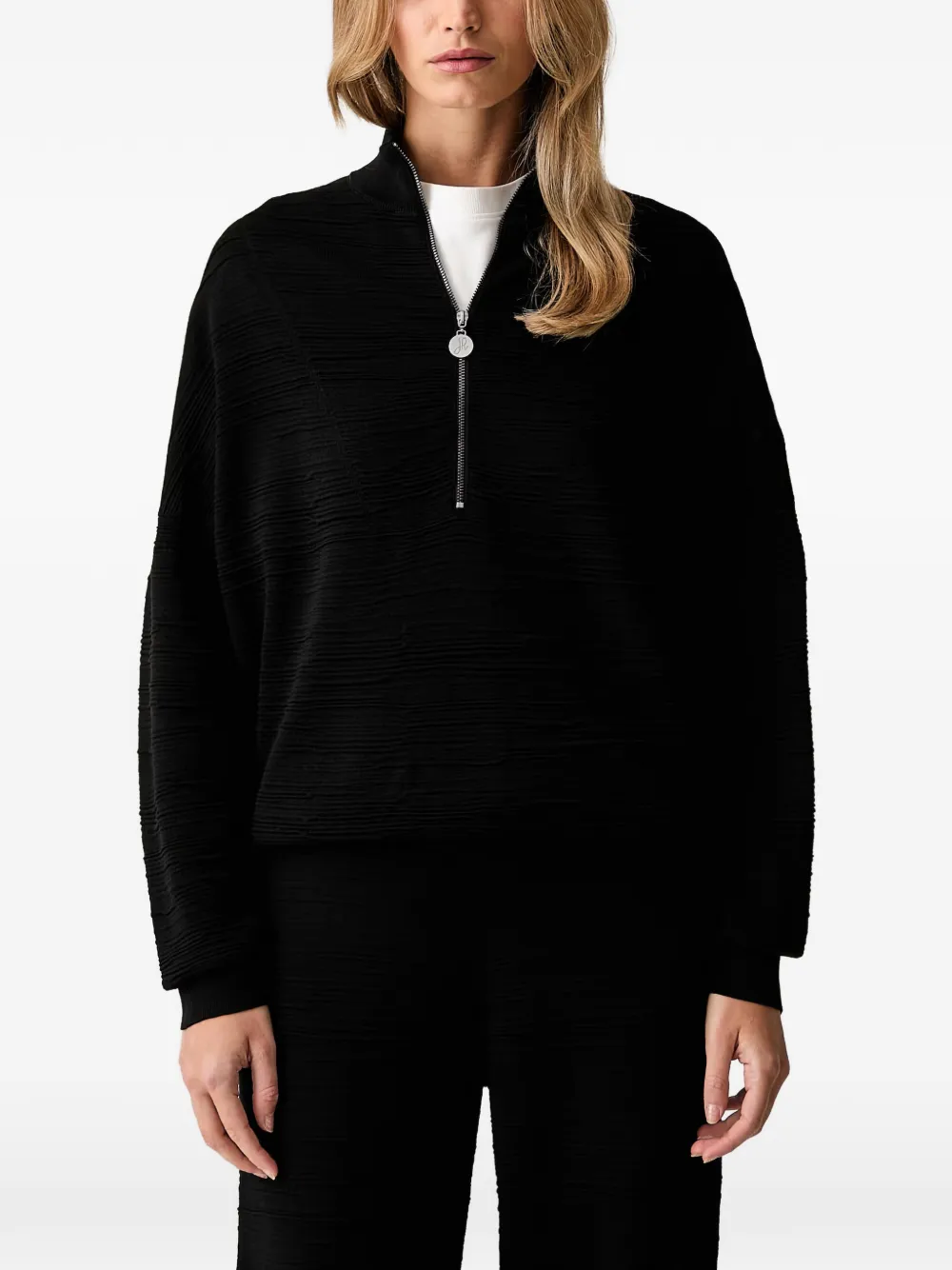 Joseph Ribkoff quarter-zip textured-knit sweater - Nero