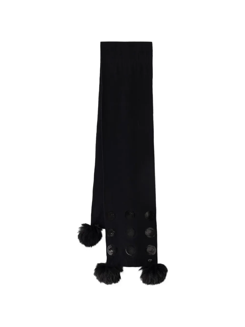Joseph Ribkoff sequin-embellished pompom-trim scarf - Schwarz