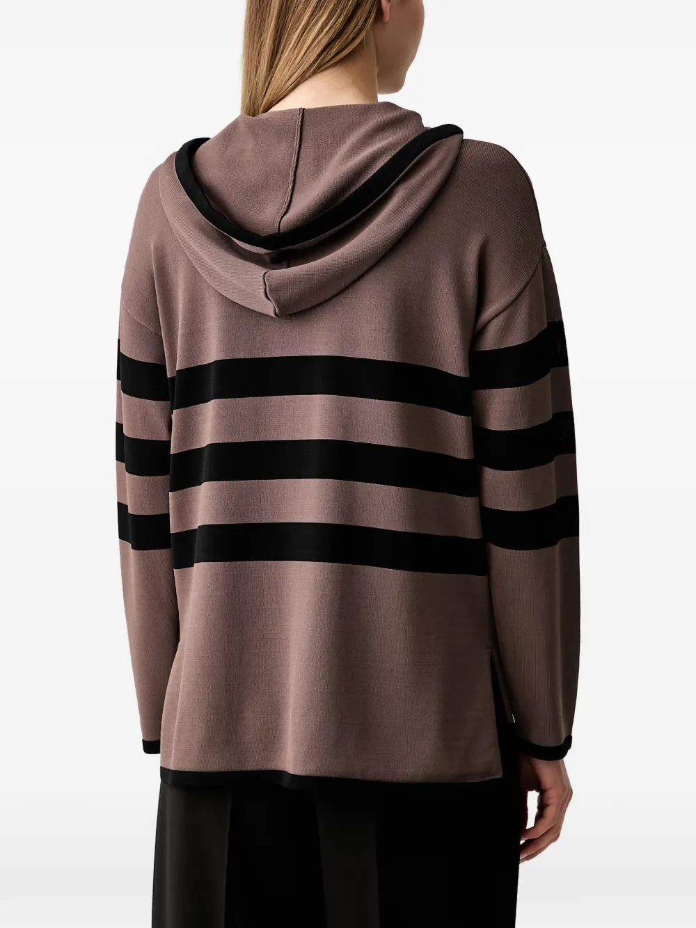 Joseph Ribkoff Gestreepte hoodie verfraaid met stras Bruin
