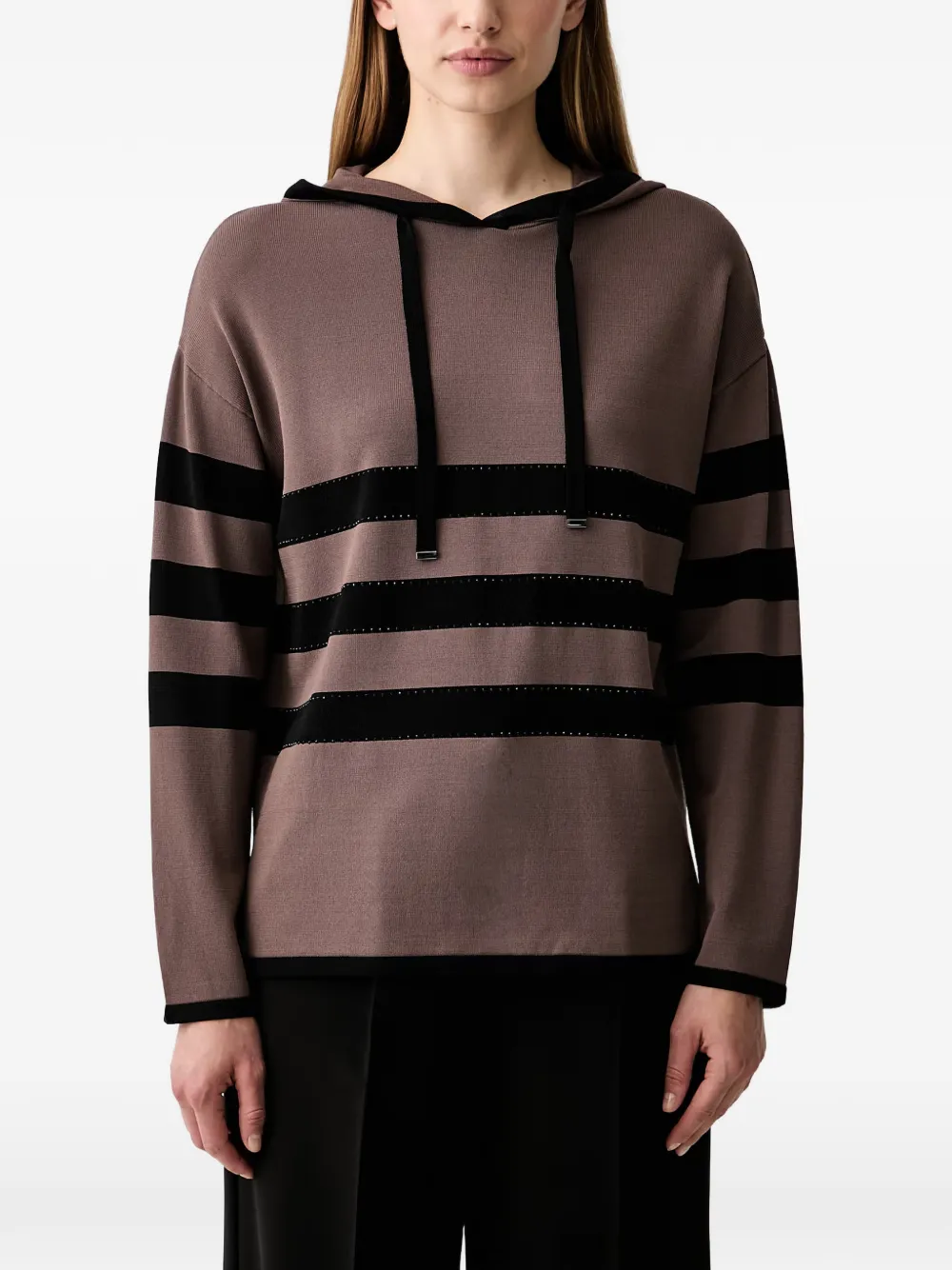 Joseph Ribkoff rhinestone-embellished striped hoodie - Braun