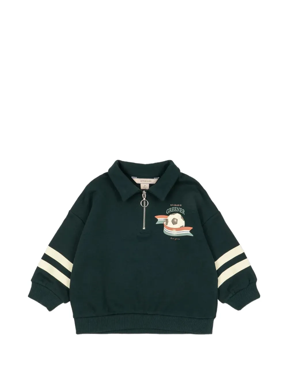 Konges Sløjd Loupy quarter-zip striped sweatshirt - Verde