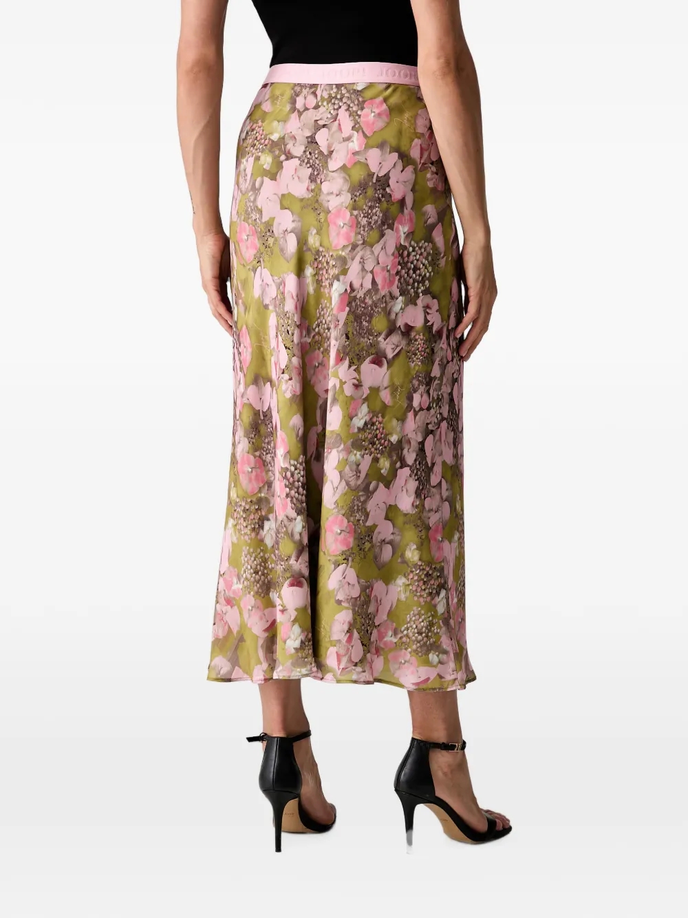 Joop! Midi-rok met bloemenprint en logotailleband Groen