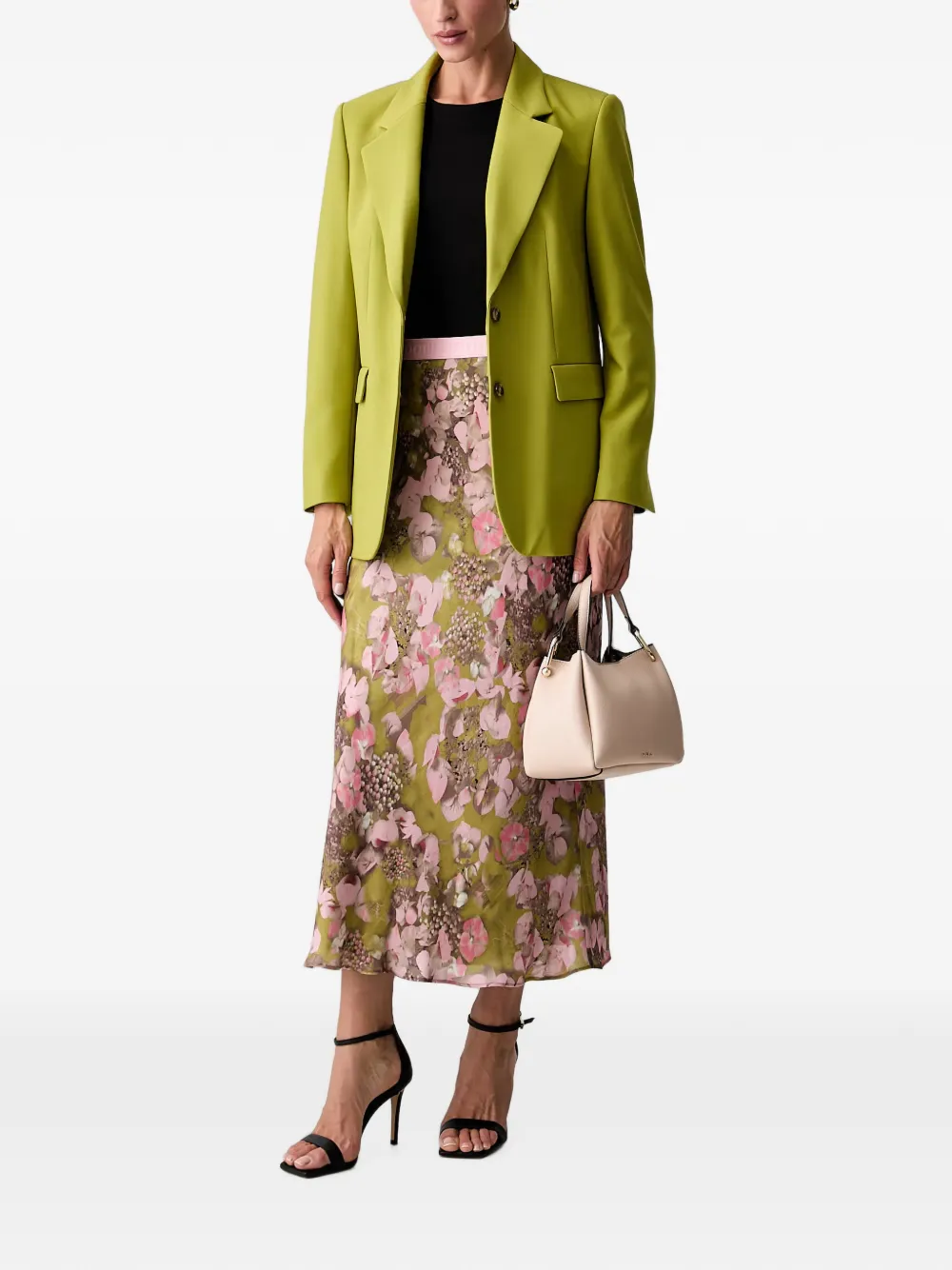 Joop! Midi-rok met bloemenprint en logotailleband Groen