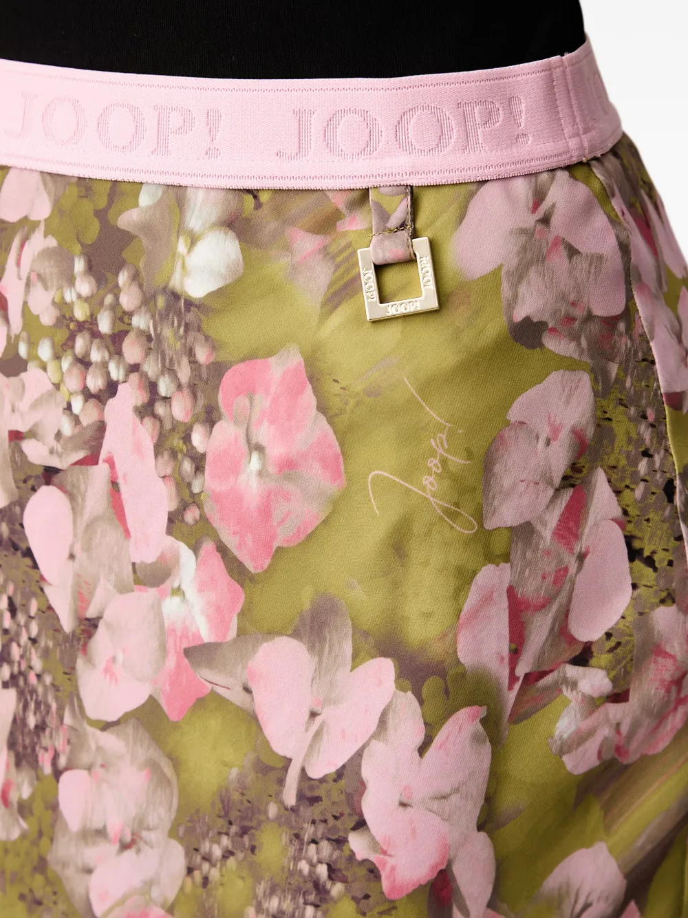 Joop! Midi-rok met bloemenprint en logotailleband Groen