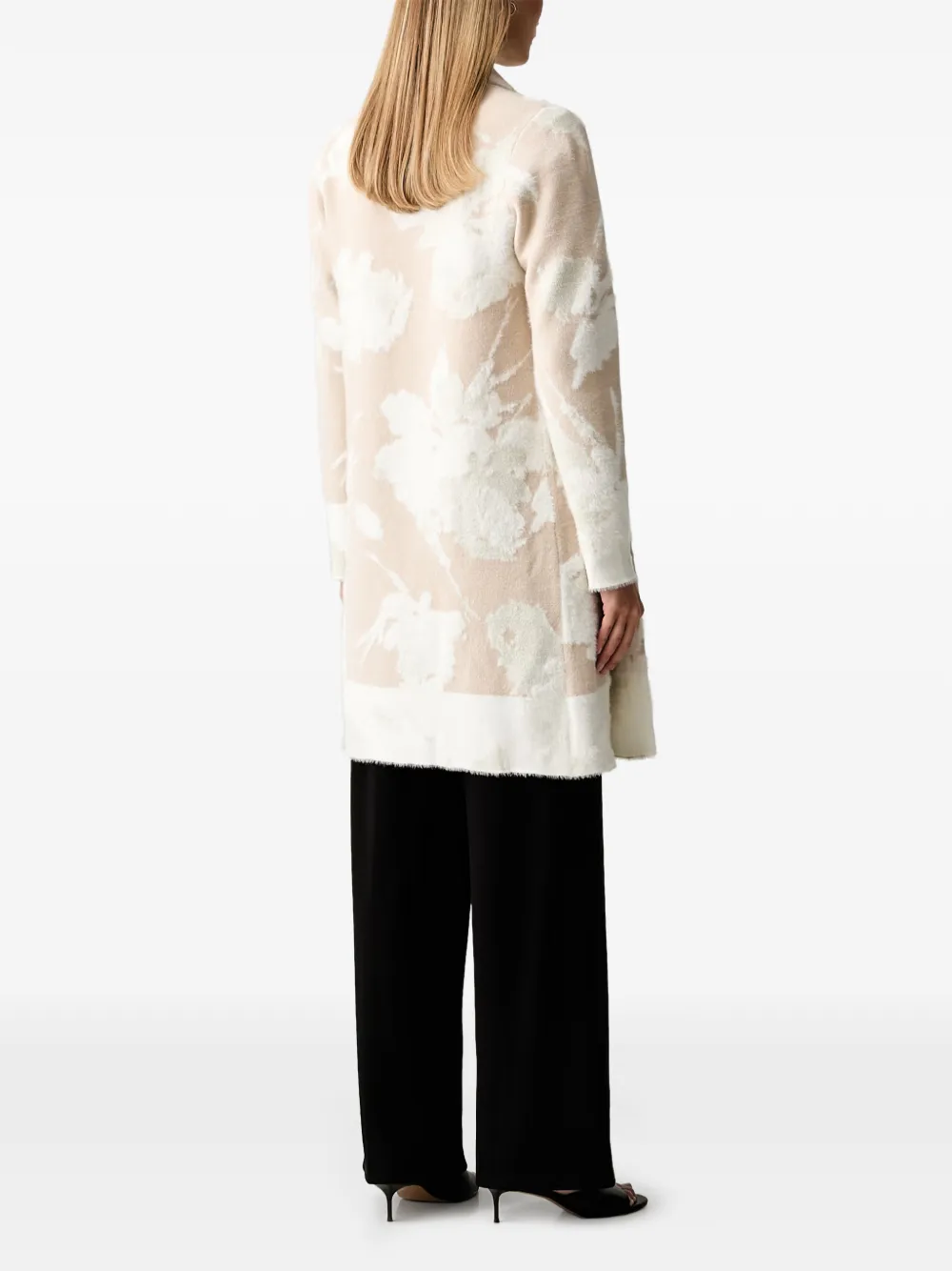 Joseph Ribkoff Vest met bloemenprint en open voorkant Beige