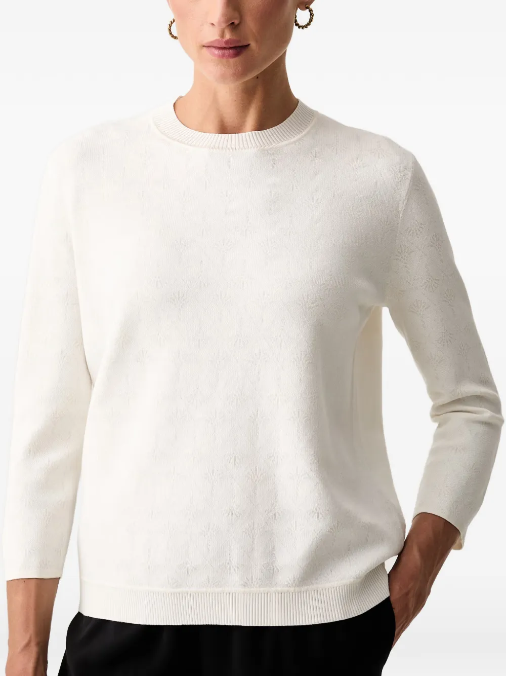 Joop! T-shirt met cropped mouwen en jacquard Wit