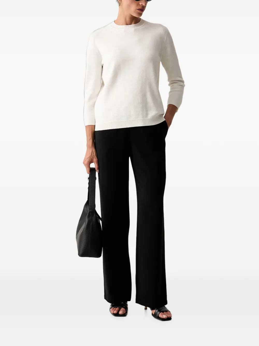 Joop! T-shirt met cropped mouwen en jacquard Wit